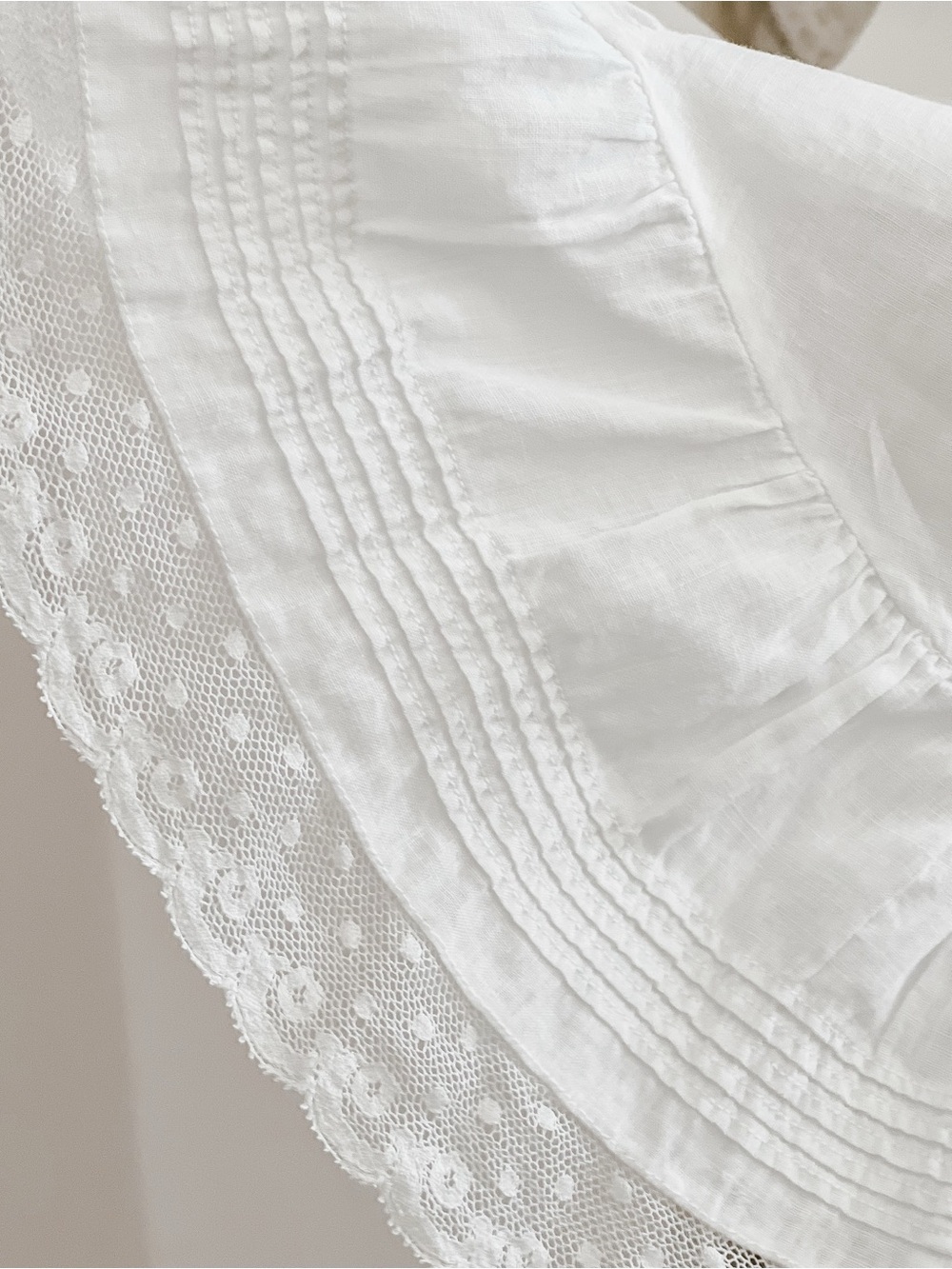 Edwardian White Lace Underdress with Pink Silk Ribbon Size XS - Picture 11 of 15